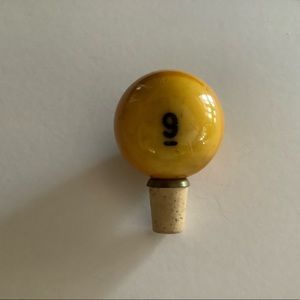 Vintage Bakelite 9 Pool Ball Wine Stopper